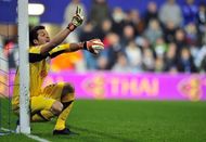 QPR' goalkeeper Julio Cesar, seen here in action during their English Premier League match against Everton